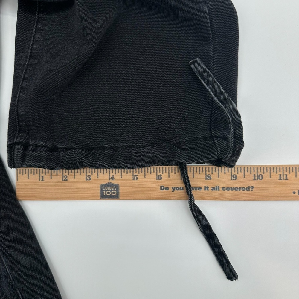 Madden NYC Barrel Jeans Womens 8 Black Denim Tapered Leg Cropped Mid Rise - Picture 10 of 10